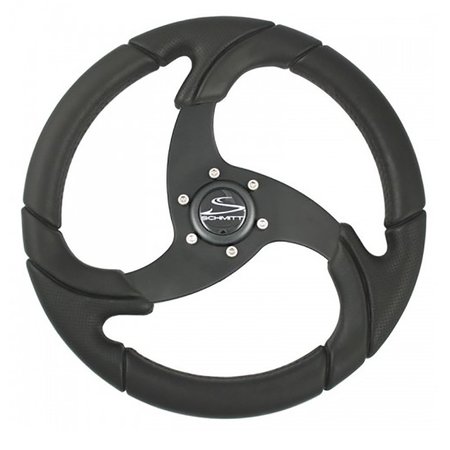 SCHMITT MARINE Folletto 14.2in Wheel - Black Polished Polyurethane - 3/4in Tapered Shaft PU026104-R